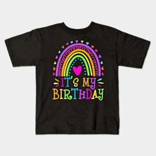 Its My Birthday For Women Teens Girls Rainbow Kids T-Shirt